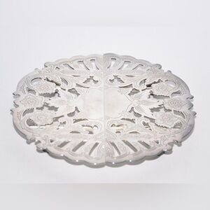 Wallace Silver Plated Engraved Trivet Vintage Expandable Footed #7331